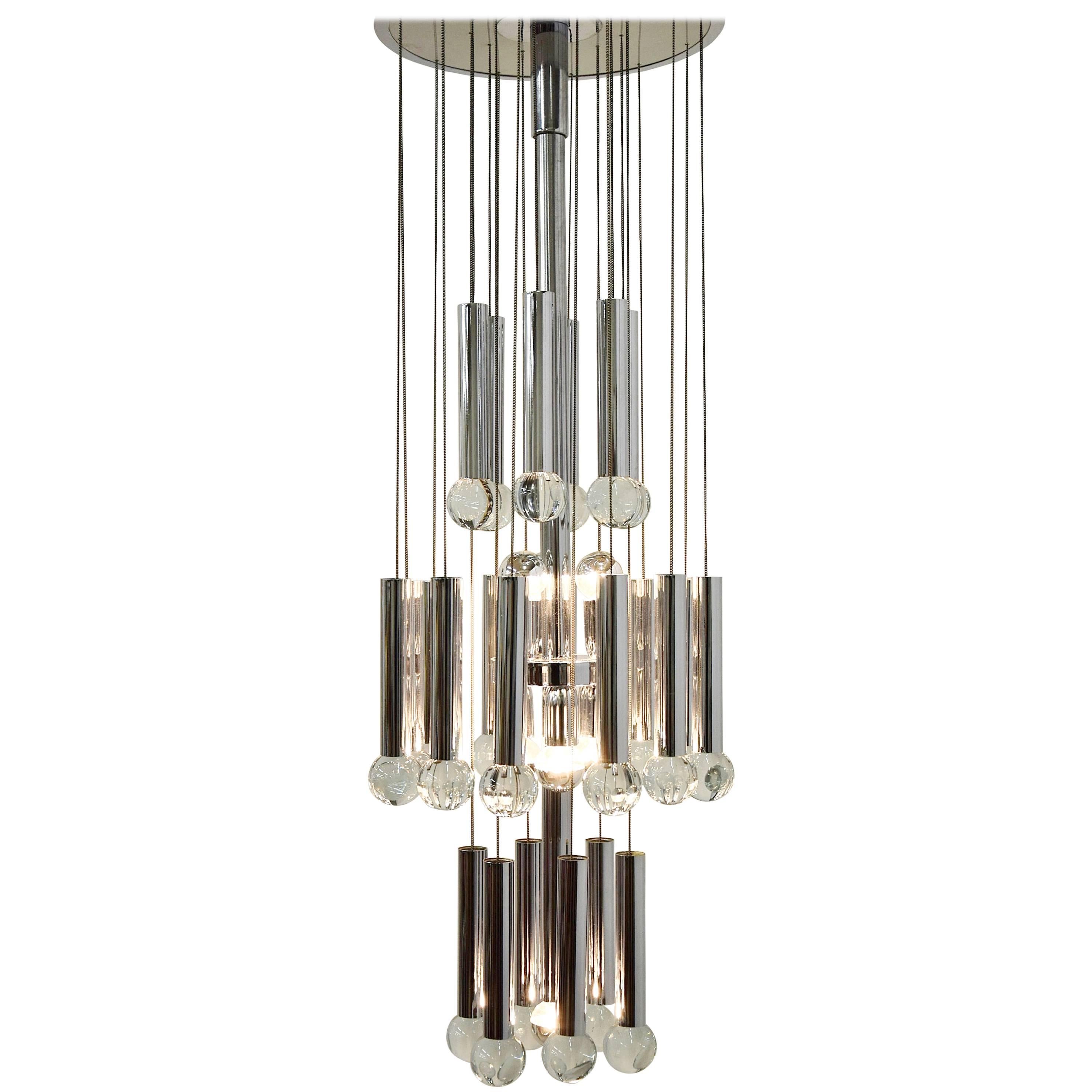 Mid Century Modern Chandelier by Gaetano Sciolari For Sale