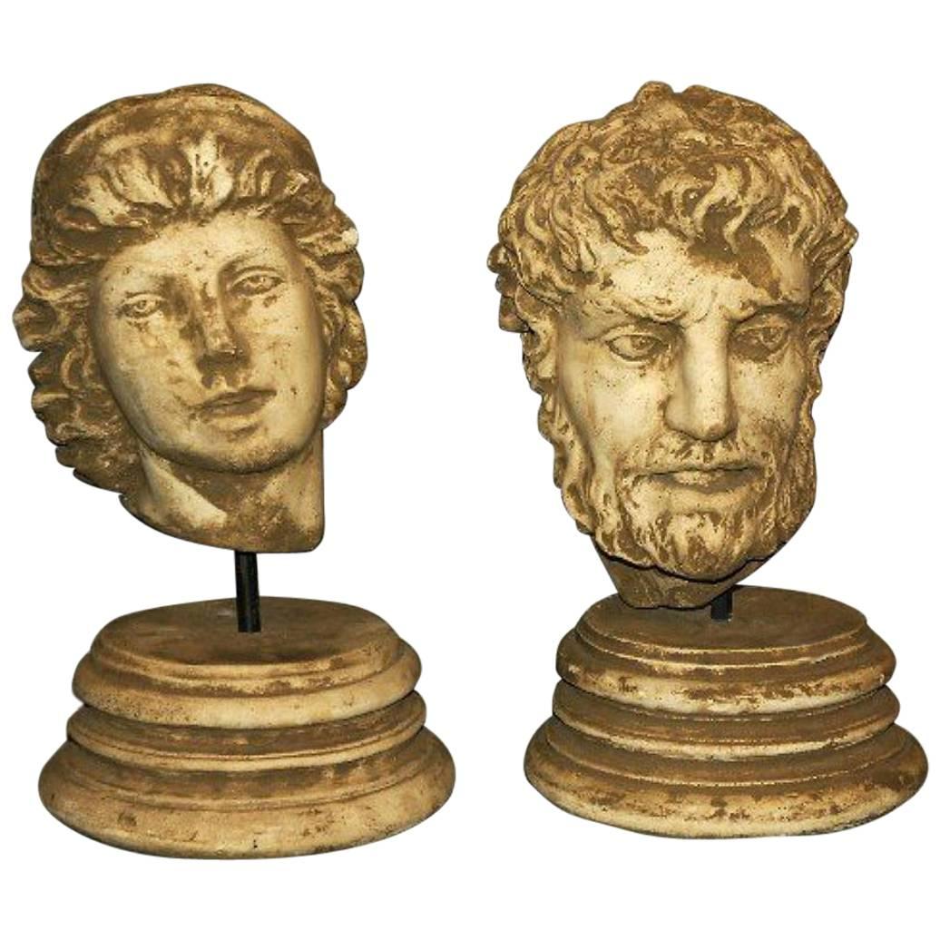 Two Classical Roman Cast Stone Busts For Sale