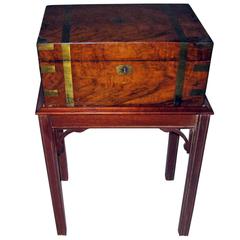 Antique 19th Century English Walnut Lap Desk on Stand