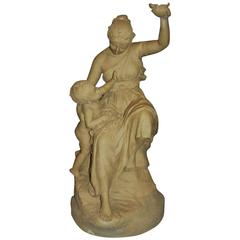 Large 19th Century Terracotta Figure of Mother and Child