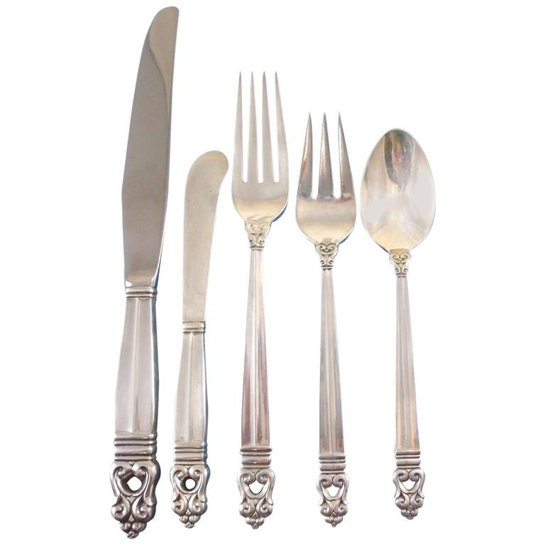 Royal Danish, International Sterling Silver Flatware Set Eight Service