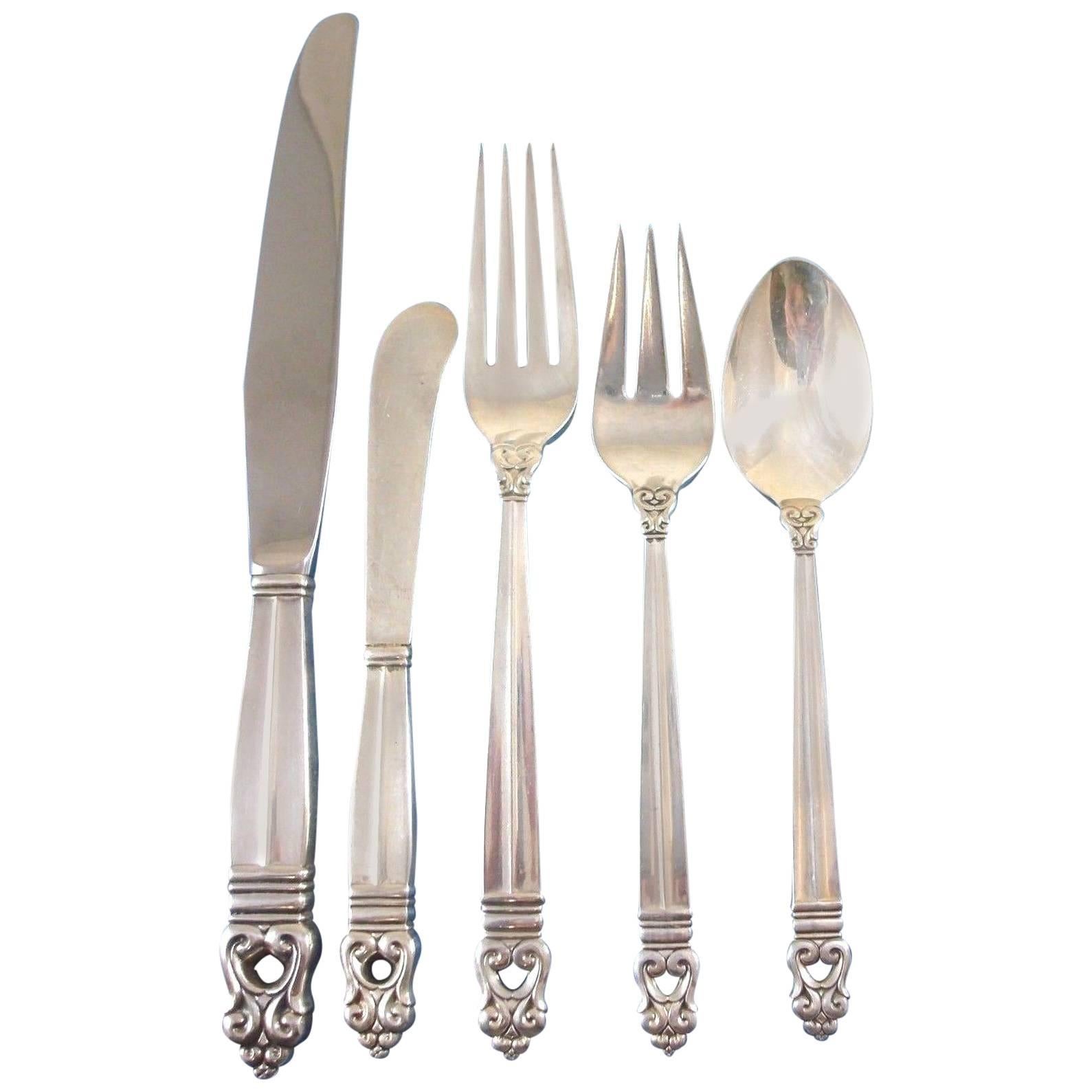 Royal Danish, International Sterling Silver Flatware Set Eight Service Luncheon For Sale