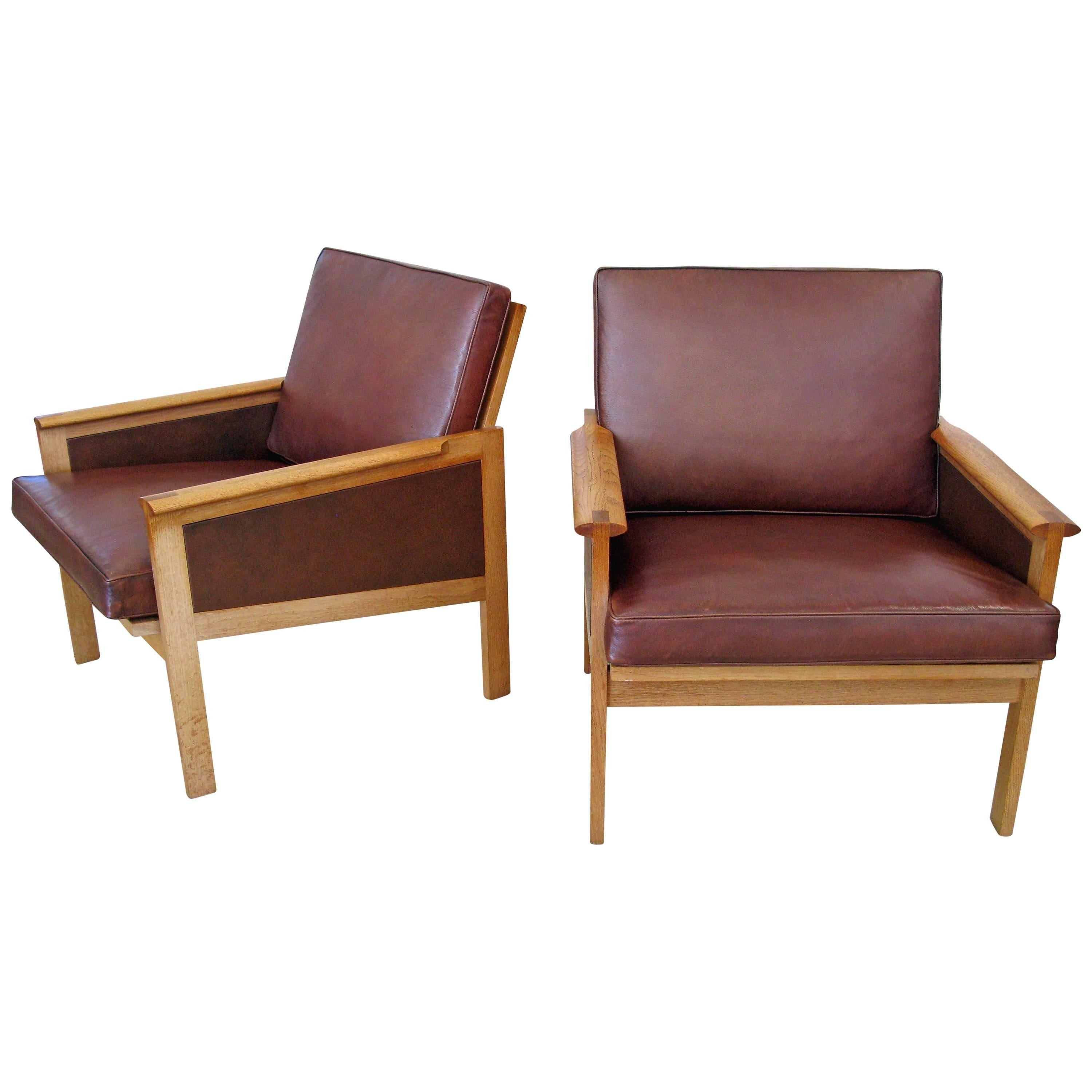 Pair of Rare Illum Wikkelsø Leather Chairs