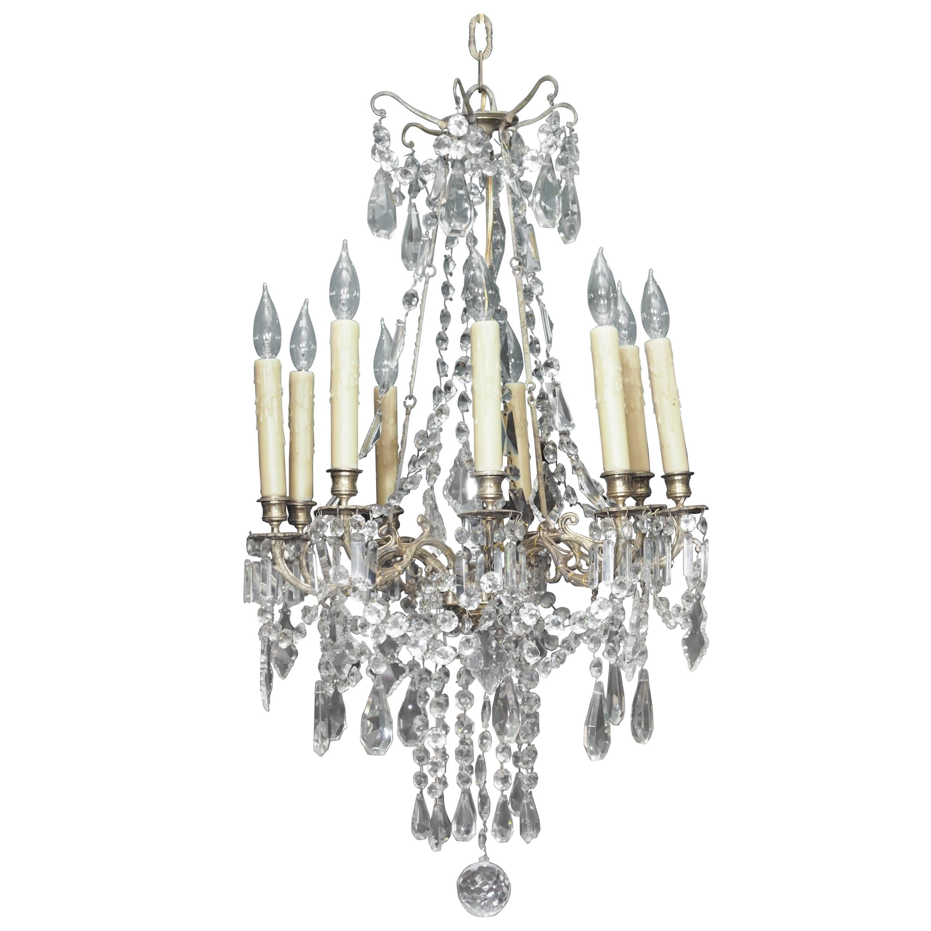 Small French Charles X Period Crystal Chandelier