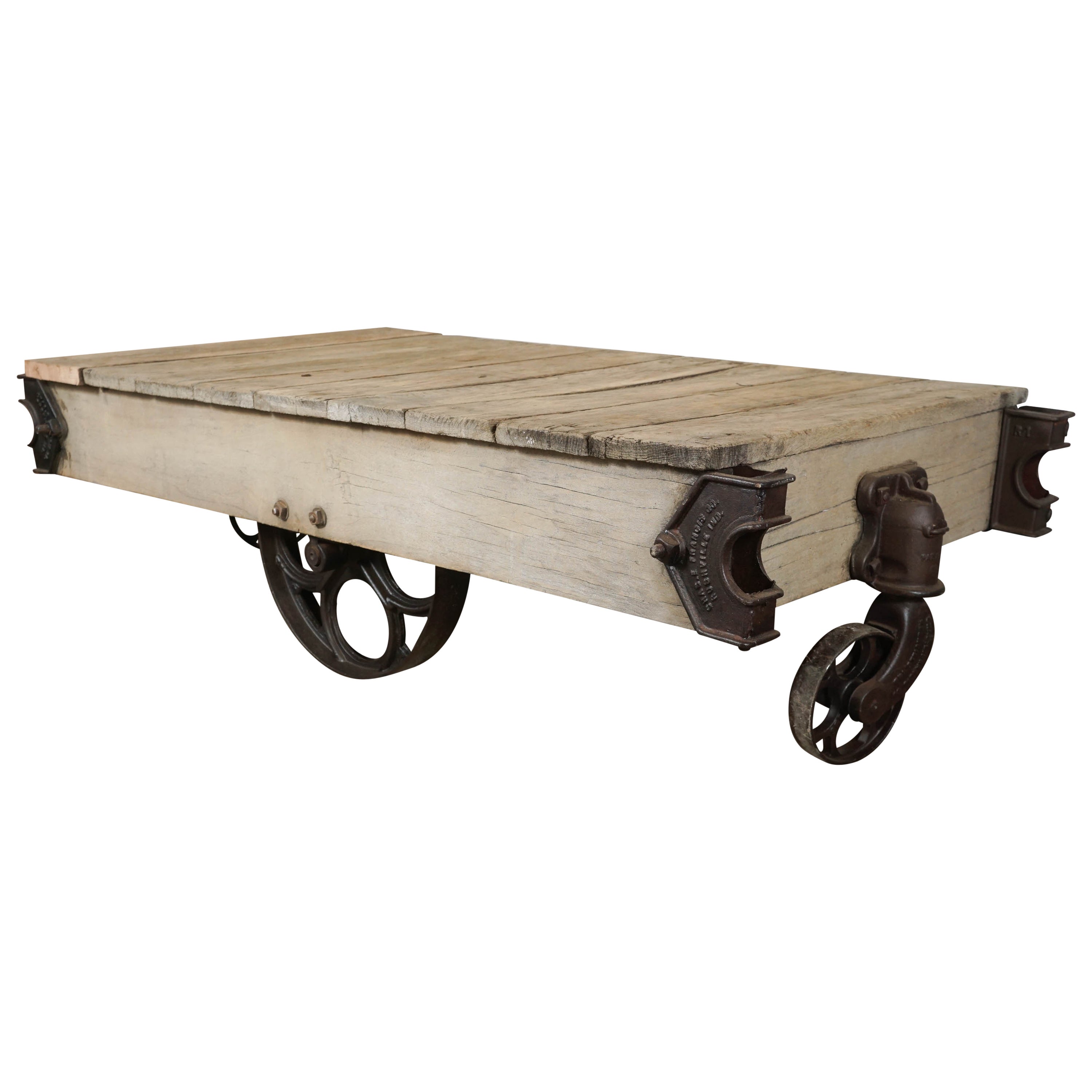 Vintage Industrial Cart Coffee Table For Sale at 1stDibs | industrial cart  table, antique coffee cart, industrial cart for sale