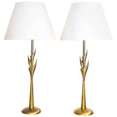 Rembrandt Torchiere Lamps with Antique Brass Finish