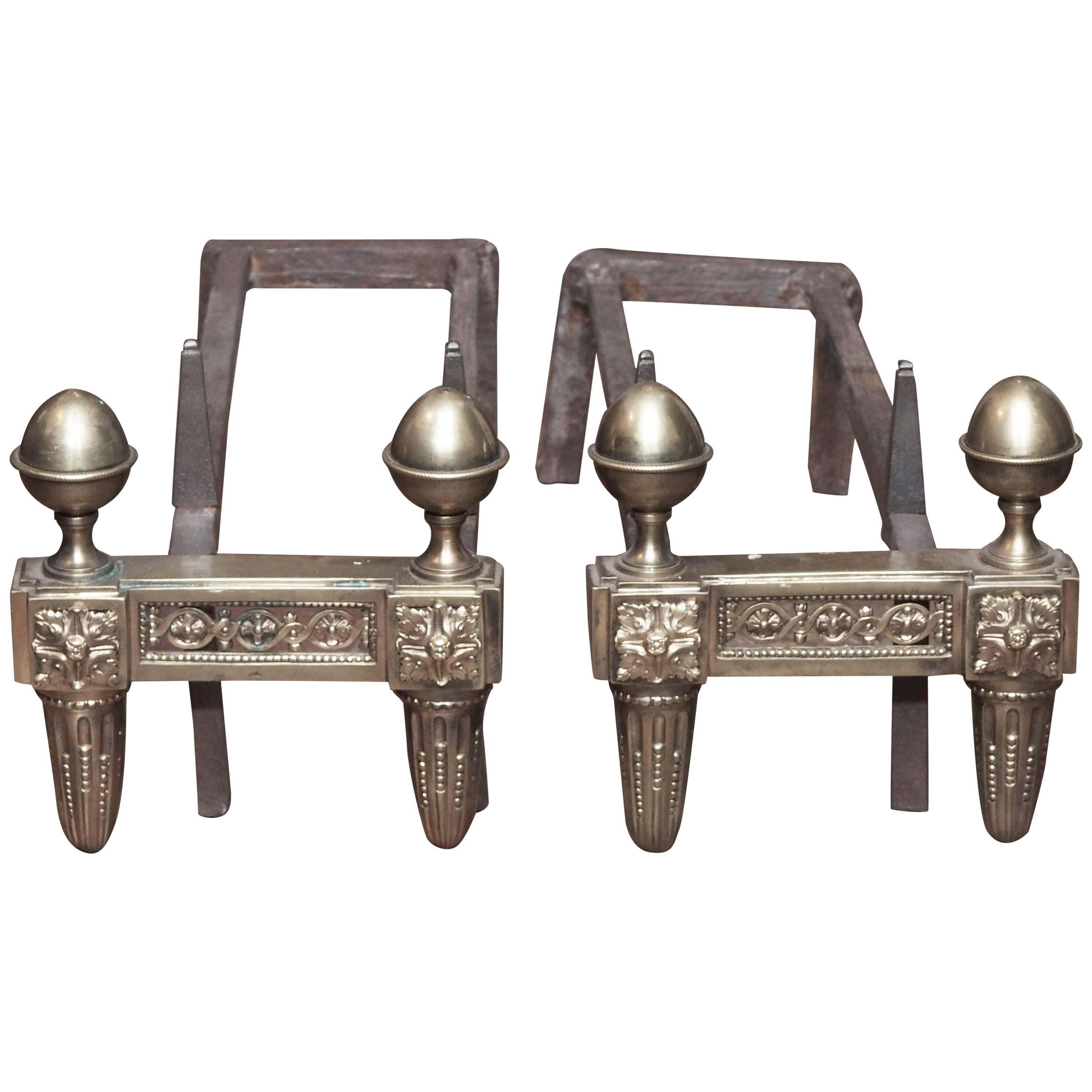 Pair of 18th Century French Andirons For Sale