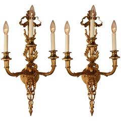 Pair of French Empire Bronze Wall Sconces 5