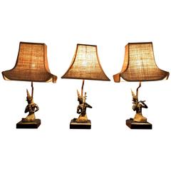 Three Mid-Century Burmese Musician Lamps in the Style of Maison Jansen 11
