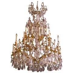 Antique Louis XV Bronze and Rock Crystal Chandelier from the Hôtel de Talleyrand