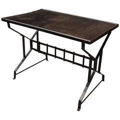 French Riveted Iron Garden Table, 1900s