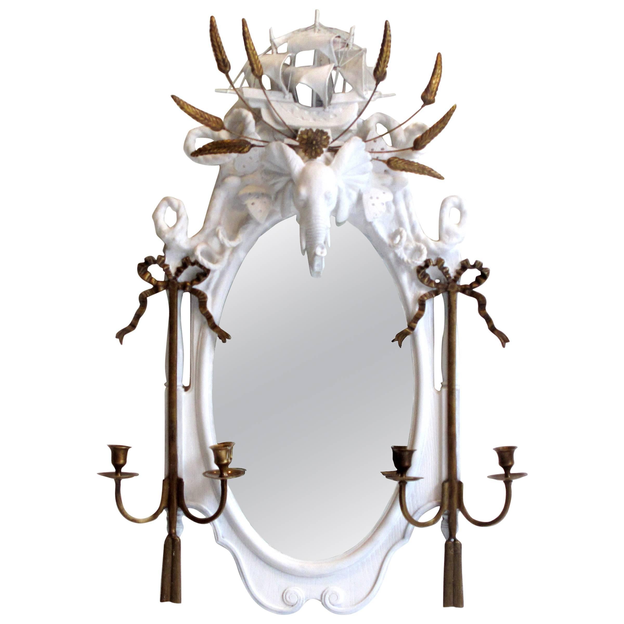 Elephant Prince, Objet Trouve Plaster Mirror For Sale