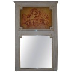 Louis XVI Style Painted Trumeau Mirror 10