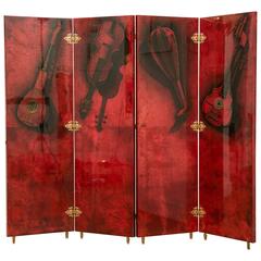 Varnished Parchment Folding Screen by Aldo Tura, Italy, 1960s