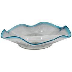 Mid-Century Italian Handblown Murano Glass Scalloped Bowl