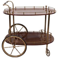 Italian Midcentury Hollywood Regency Two-Tier Bar Cart