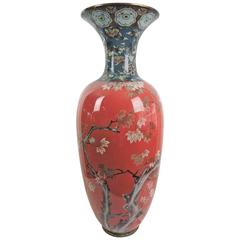 Antique Monumental Meiji Period Cloisonné Palace Size Floor Vase