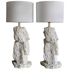 Pair of Plaster Rock Lamps in the Style of Sirmos