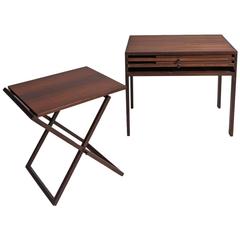 Set of Three Folding Rosewood Tray Tables by Illum Wikkelsø, Silkeborg