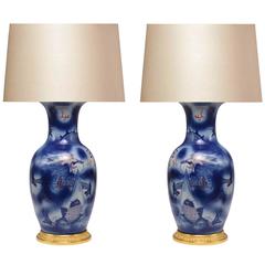 Pair of Blue and White Porcelain Lamps 12