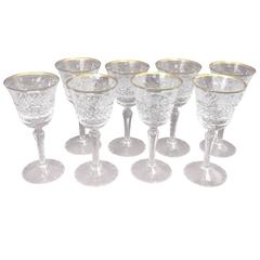 Retro Ebeling & Reuss Crystal Marquis Pattern Set of 8 Gold Trim Water Goblets