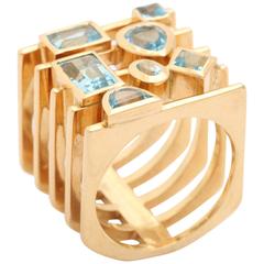 Modernist Gold Topaz Artistic  Ring