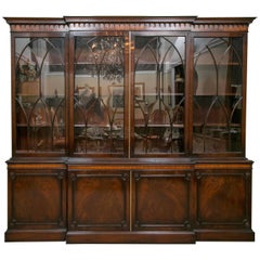 Monumental Signed J. Zonan Mahogany And Satinwood  Inlaid Bookcase / Breakfront