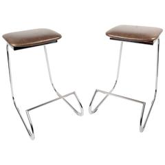 Chrome and Leather Barstools 3
