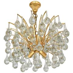 Hollywood-Regency Style Brass and Crystal Chandelier, Ernst Palme, Germany,1970s 7