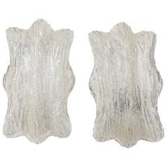 Pair of Mid-Century Modern Faux-Bois Glass Wall Sconces, Germany, 1960s 12