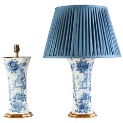 Antique Pair of 19th Century Delft Lamps