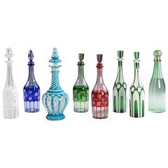 Antique Group of Bohemian and English Glass Bottles 