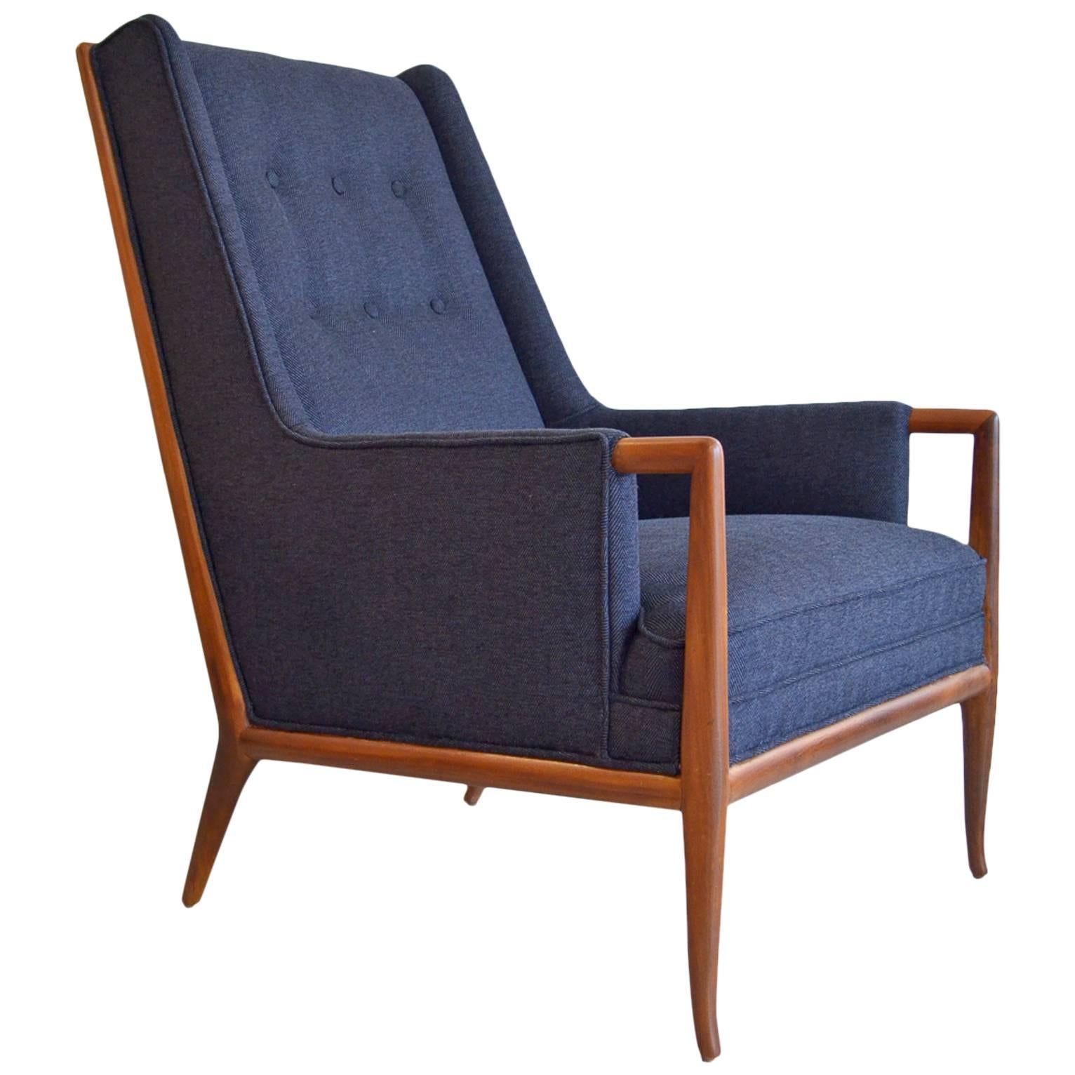 Elegant T.H. Robsjohn-Gibbings Walnut Lounge Chair