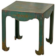 Vintage Green Wooden Chinoiserie Table