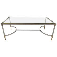 Bronze and Steel Coffee Table Style of Maison Jansen 