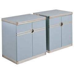 Pair of Bone China Blue Pierre Cardin Side Cabinets, 1970s
