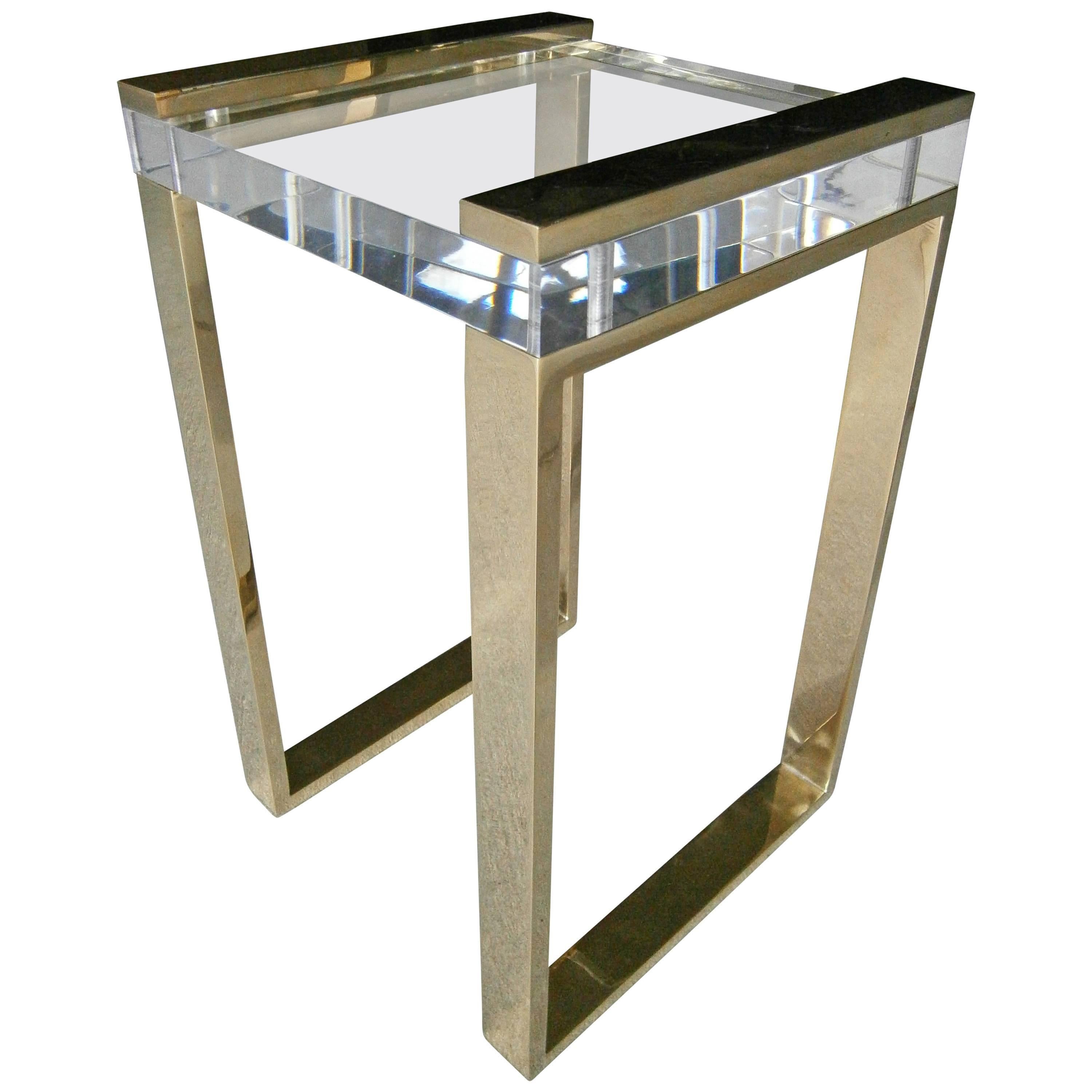 Brass & lucite side table by Charles Hollis Jones, circa 1970's