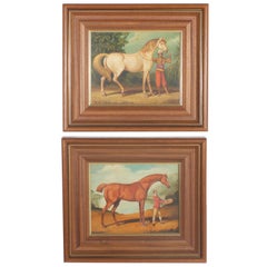 Pair of William Skilling Oil Paintings on Canvas of a Horse and Attendant