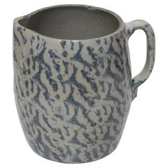 19th Century Spongeware Pottery Large Milk Pitcher 8