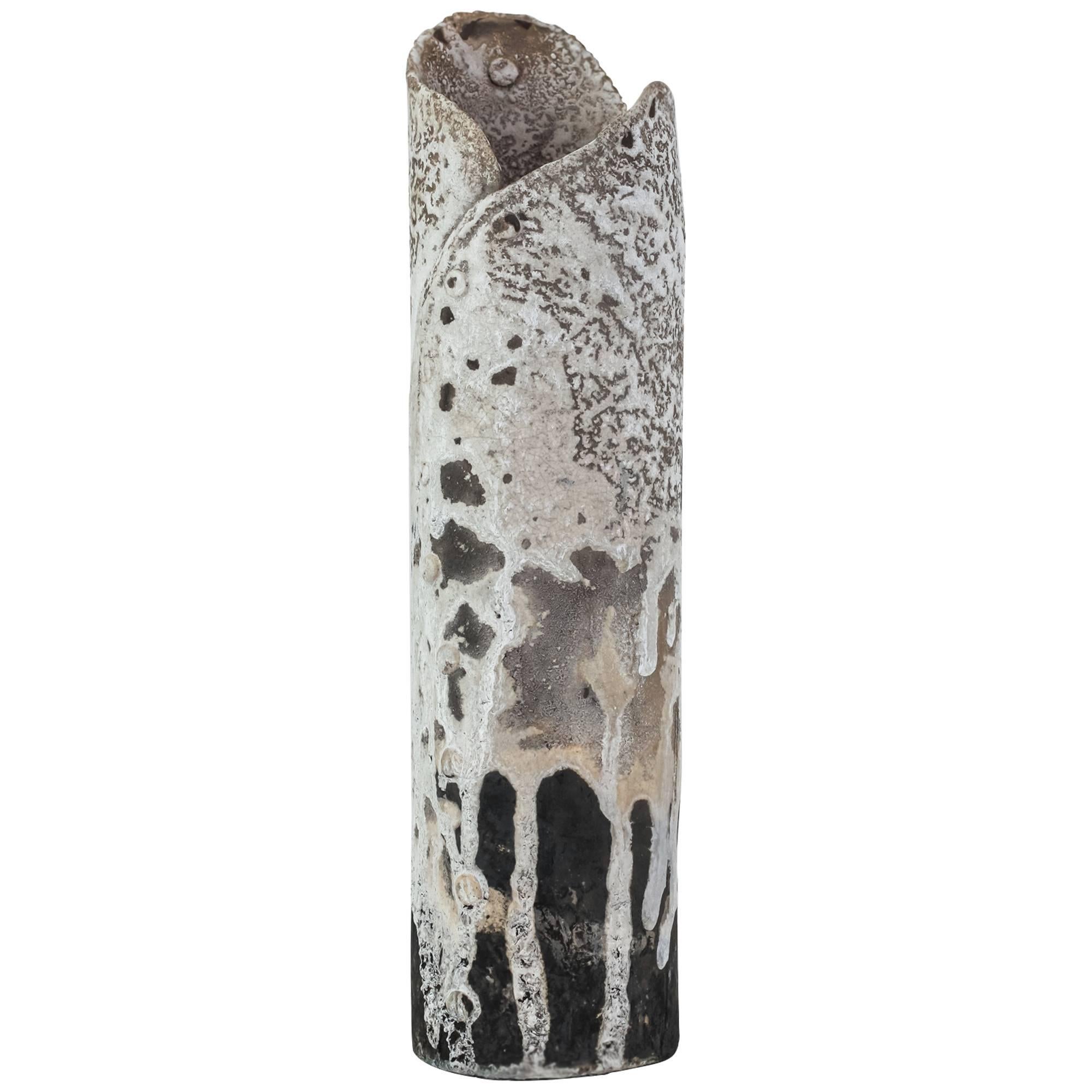 Franco Agnese Cylindric Ceramic Vase, France, 1960s