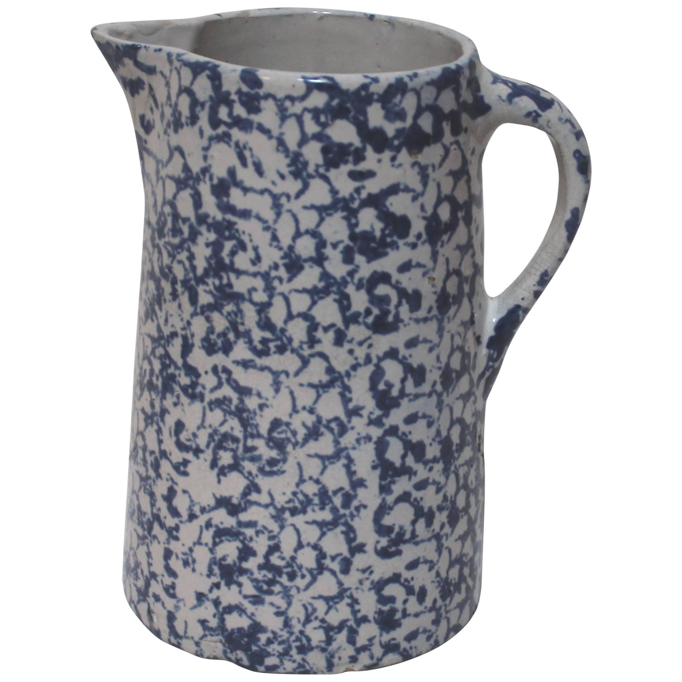 19th Century Spongeware Water Pitcher