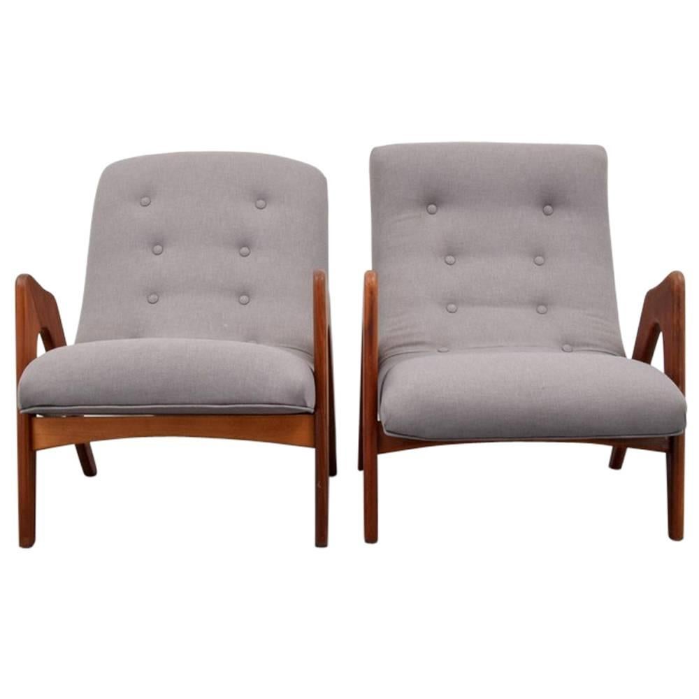 Pair of His and Hers Pearsall Lounge Chairs, USA, 1960s For Sale