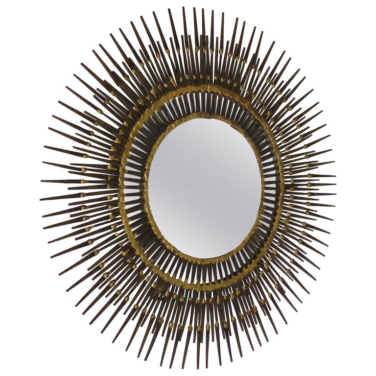 Handmade Mid Century Modern Brutalist Sunburst Steel And Brass Wall Handmade Mid Century Modern Brutalist Sunburst Steel Brass Wall Mirror By Bela For