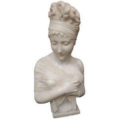 Alabaster, Late of 19h Century Bust of Madame Récamier