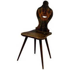 Carved and Painted Rural Chair, circa 1910 2