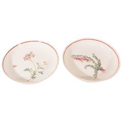 Pair of Creamware Cake Stands Painted with Flowers