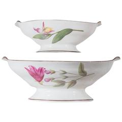 Antique Creamware Bowls with Hand-Painted Flowers