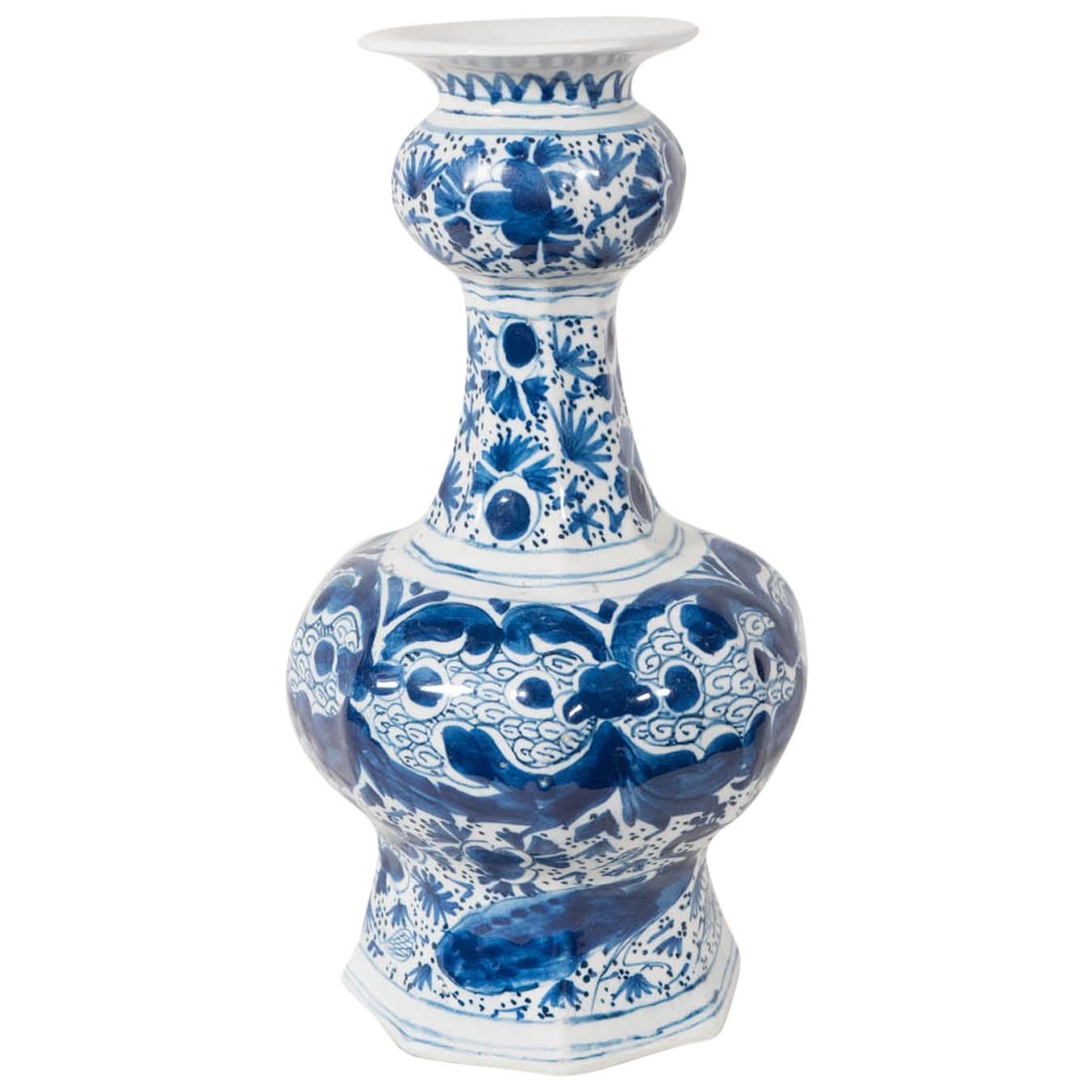 Small 18th Century Blue and White Dutch Delft Vase at 1stdibs