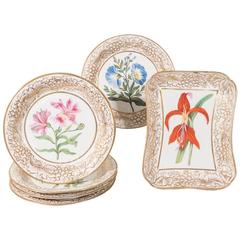  Antique English Porcelain Service in a Style Similar to the Danish Flora Danica