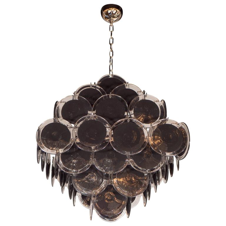 Ultra Chic Modernist Diamond Shaped Black Murano Glass Chandelier By Ultra Chic Modernist Diamond Shaped Black Murano Glass Chandelier By Vistosi For
